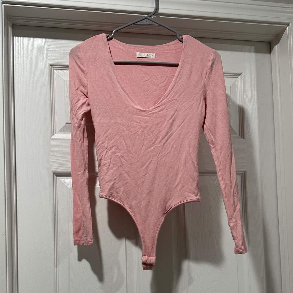 Pink V-Neck Bodysuit
